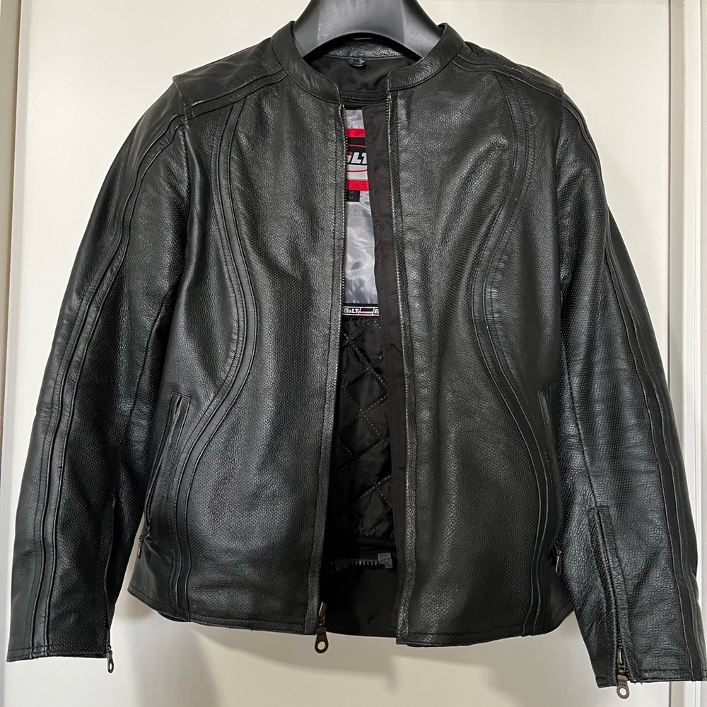NEVER WORN Women’s Leather dark brown Bilt Motorcycle Jacket size 14 USA